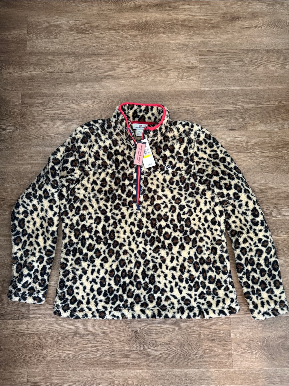 Vineyard Vines Leopard Print Fleece with Whale logo